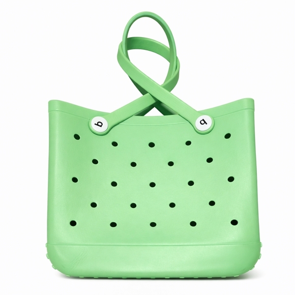 Handbags - ($70) Green EVA Rubber Tote Bag Beach Pool Carryall Bogg Style Large Tote